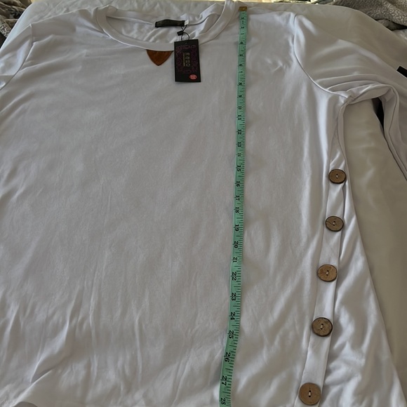 NWT Long Sleeve Jersey Knit Top size XXL Button Details Elbow Patch Unique Shirt - Picture 5 of 10